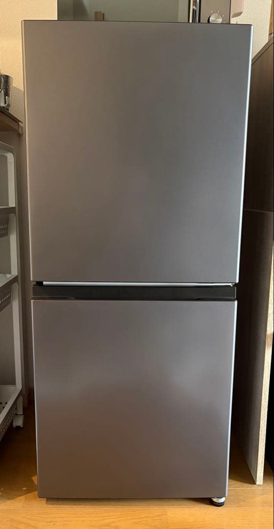 グレー 二段式冷蔵庫 LED照明付き