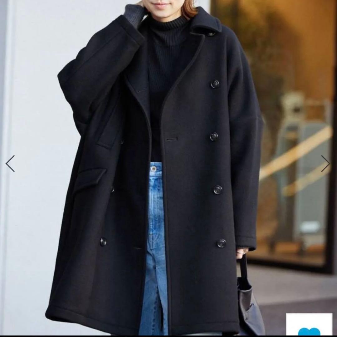 フレームワーク ロングPコート ブラック