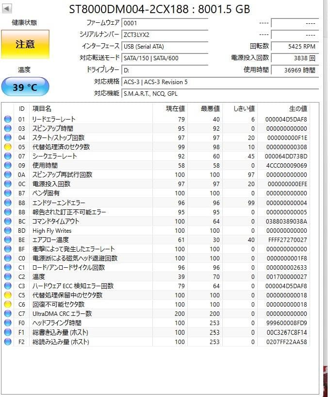 Seagate Barracuda ST8000DM004 8TB 内蔵型HDD