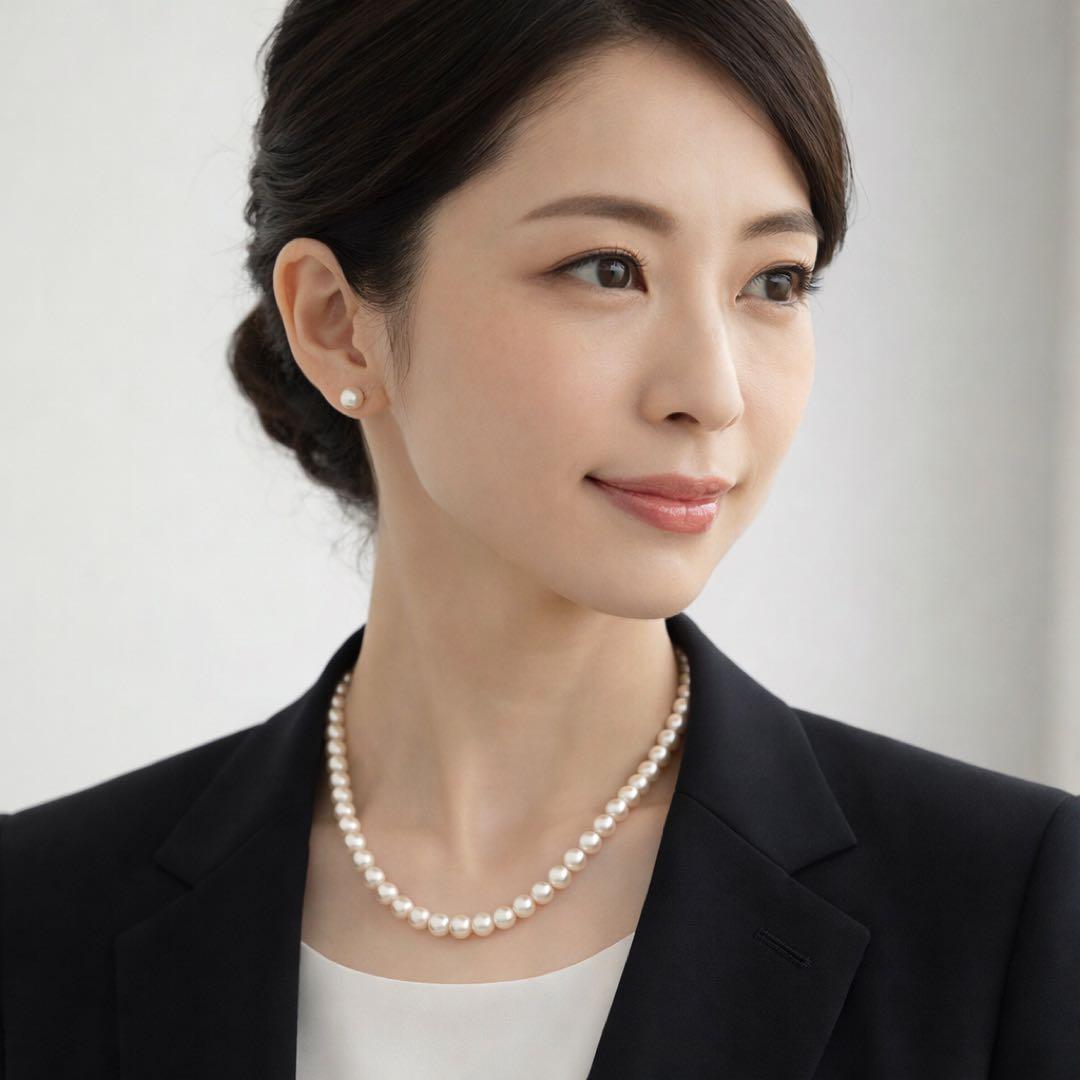 艶良✨干渉色◯ 大珠8.5mmあこや本真珠 パールネックレス　冠婚葬祭　SV刻印