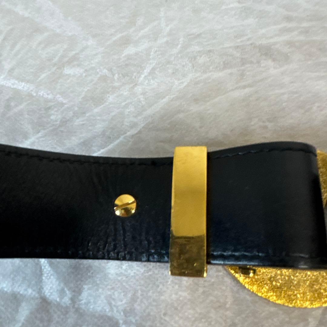 CHANELシャネルココマークレザー ベルト 96/A GP BKヴィンテージ