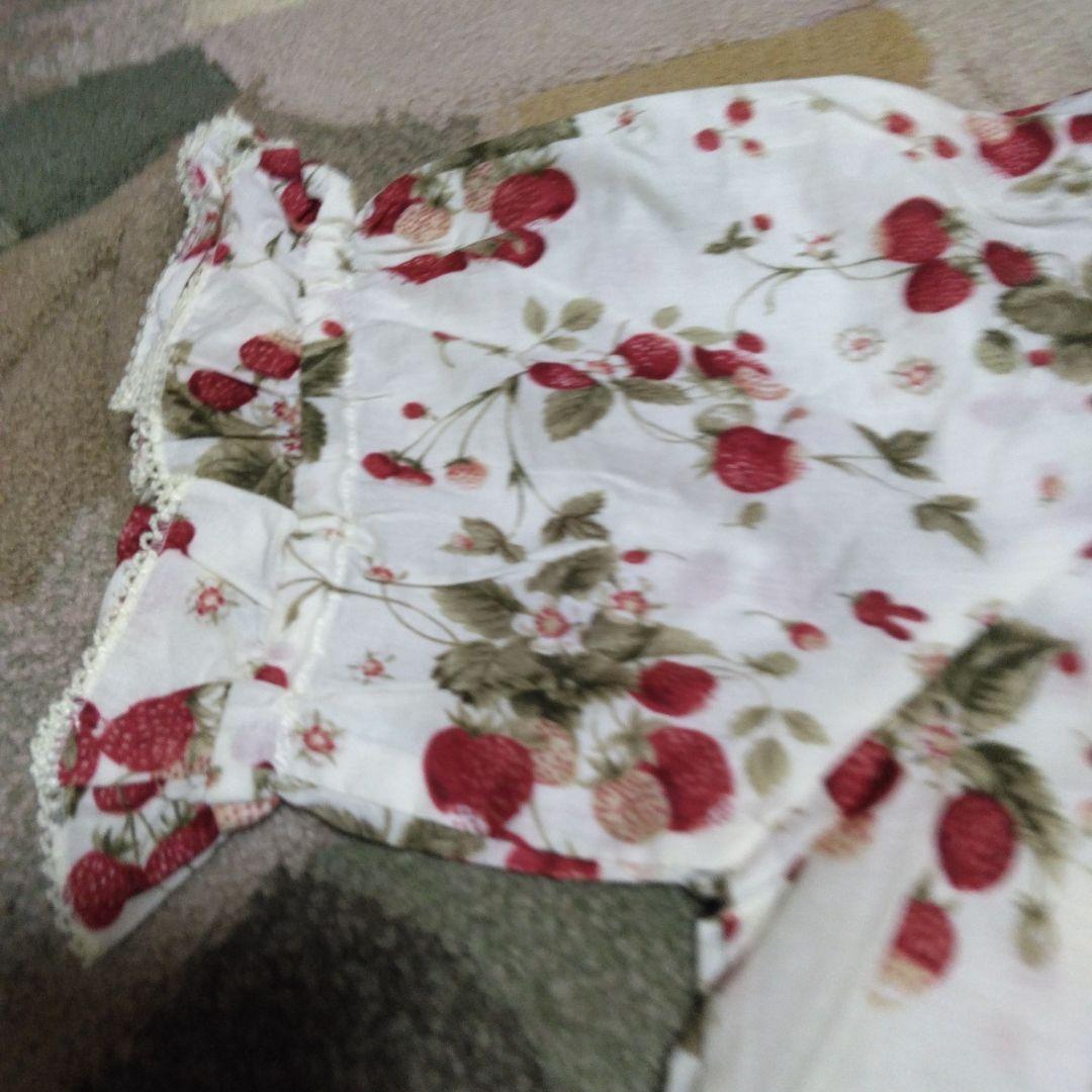 夏セール　ピンクハウス　激かわイチゴ柄 フリル付き 半袖チュニック