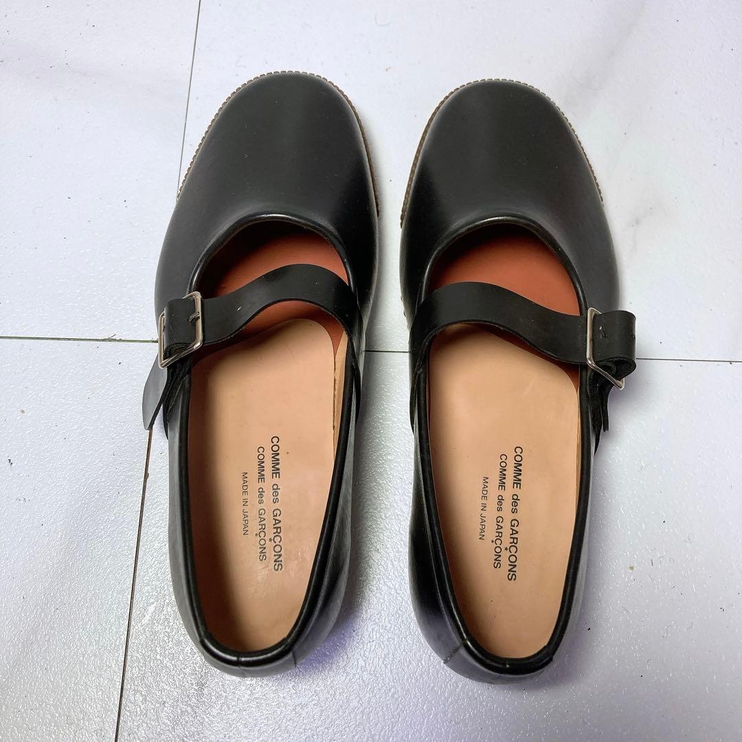 美品 コムデギャルソン コムコム ストラップシューズ レインシューズ 黒 24