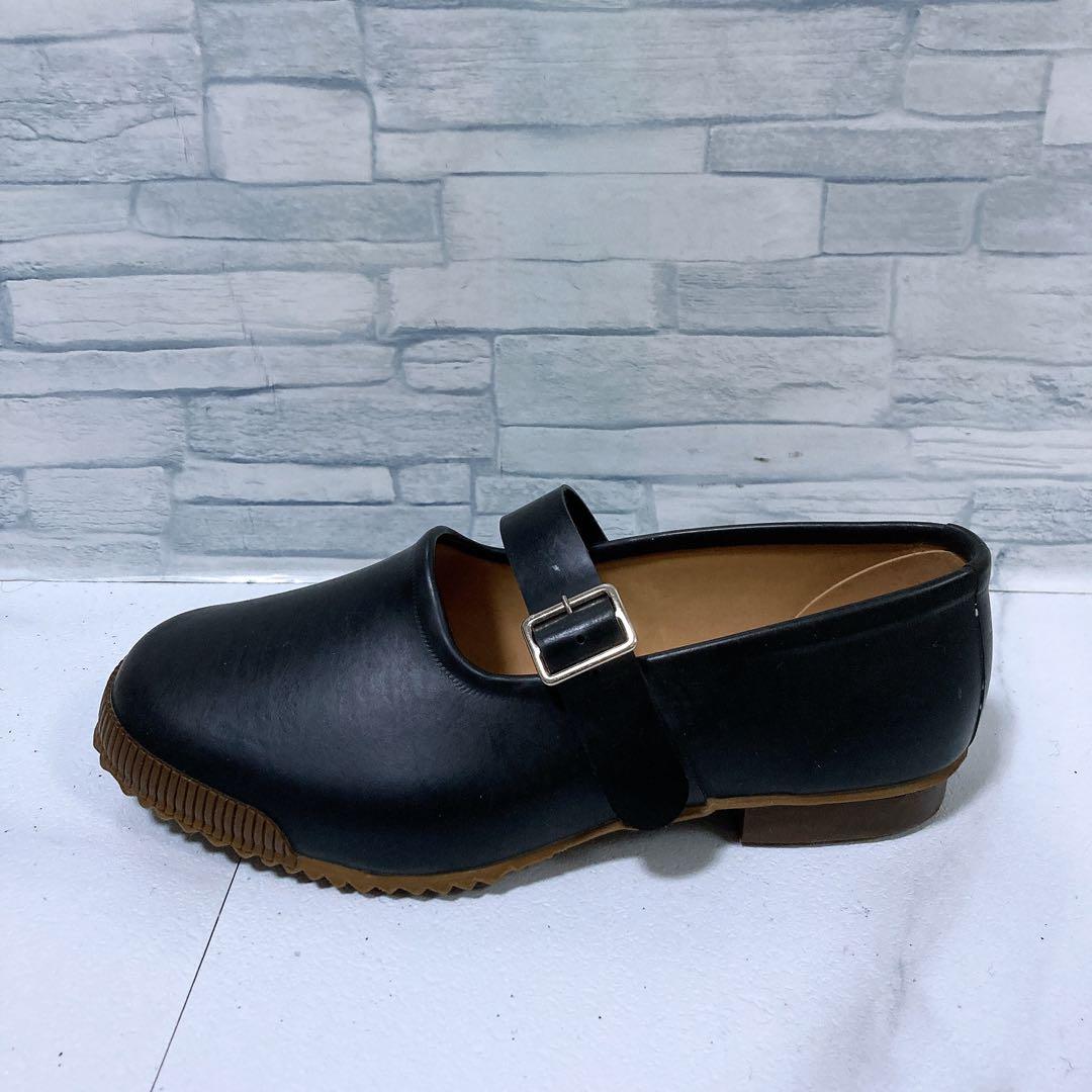 美品 コムデギャルソン コムコム ストラップシューズ レインシューズ 黒 24