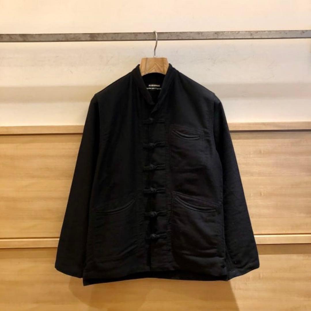 ■AUBERGE BEAMS別注 ウールコットン チャイナジャケット ブラック