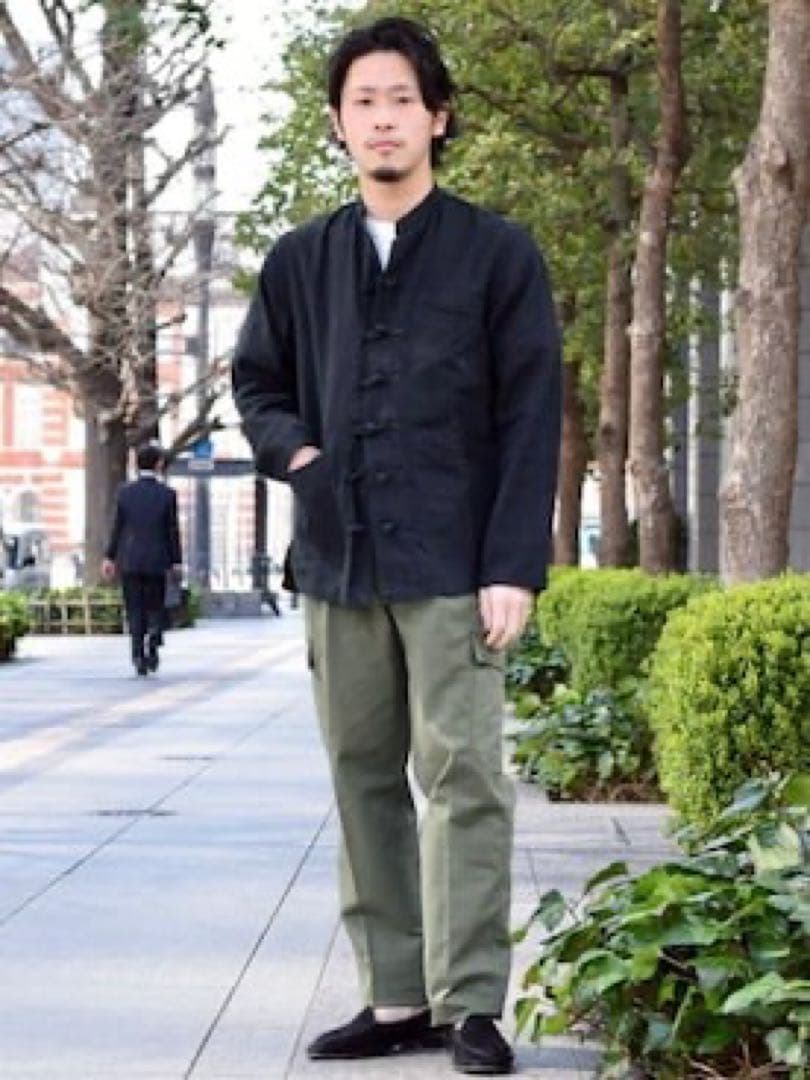 ■AUBERGE BEAMS別注 ウールコットン チャイナジャケット ブラック