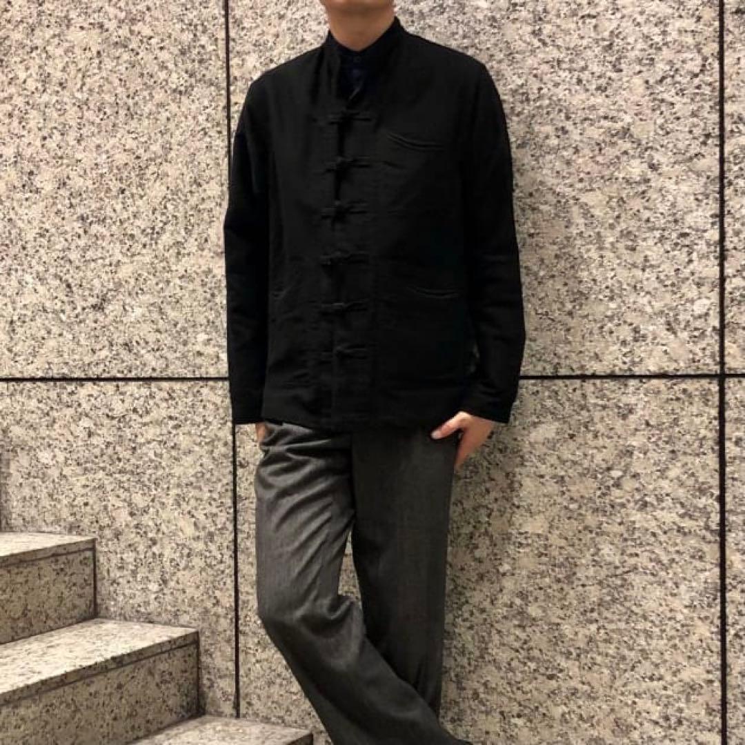 ■AUBERGE BEAMS別注 ウールコットン チャイナジャケット ブラック