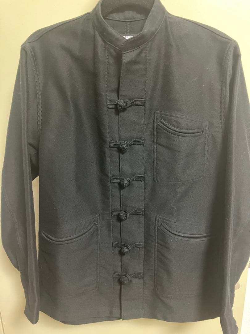 ■AUBERGE BEAMS別注 ウールコットン チャイナジャケット ブラック