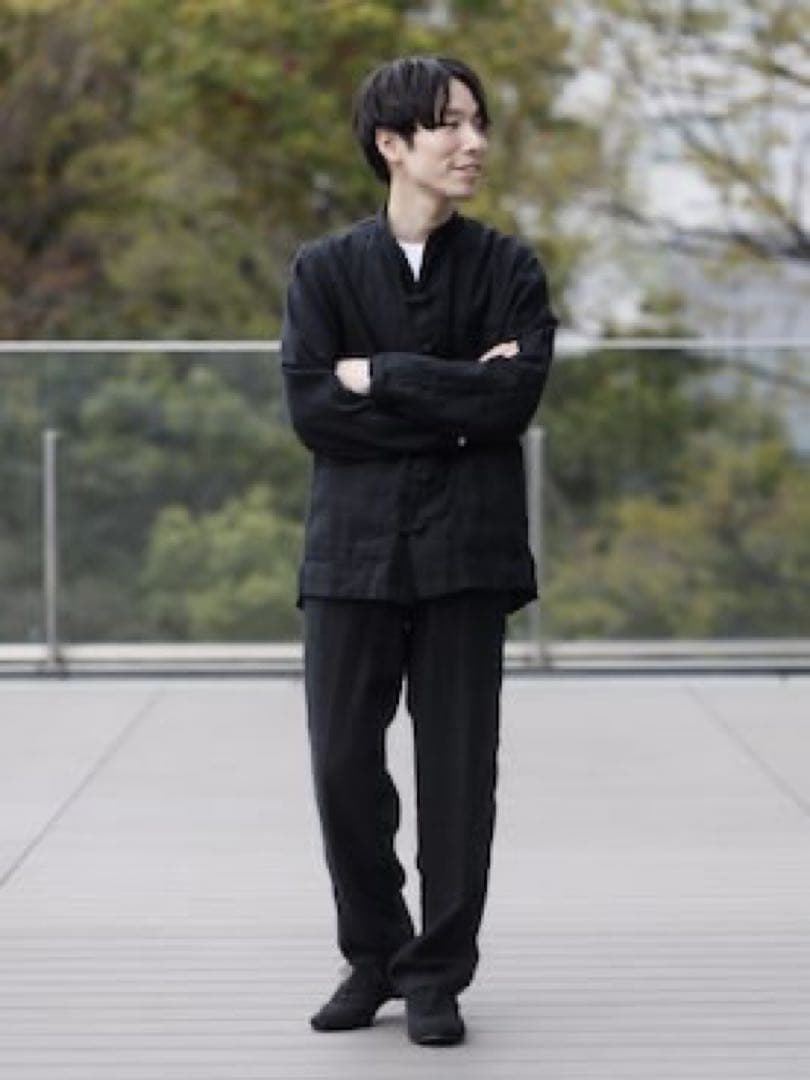 ■AUBERGE BEAMS別注 ウールコットン チャイナジャケット ブラック