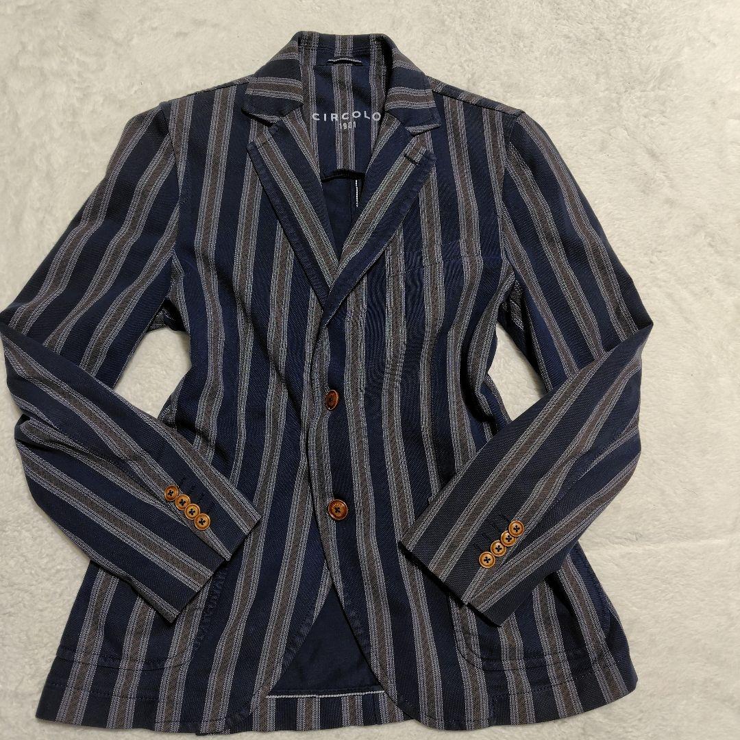 CIRCOLO1901 チルコロ ジャージージャケット グレー ストライプ 46