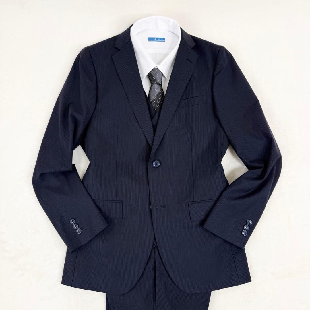 【極美品】レミュー メンズ セットアップ スリーピース スーツ ネイビー Y6