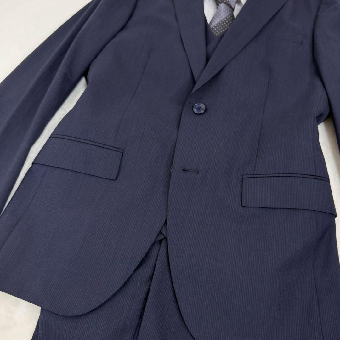 【極美品】レミュー メンズ セットアップ スリーピース スーツ ネイビー Y6
