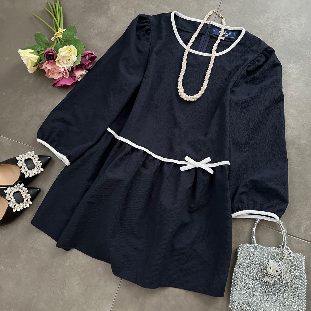 本日削除　美品✨大きい　M'S GRACY ネイビー チュニック　ロングブラウス