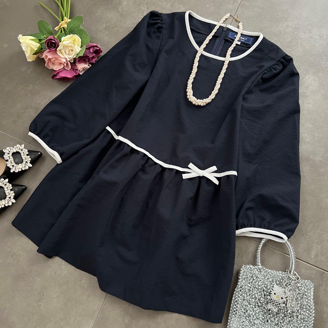 本日削除　美品✨大きい　M'S GRACY ネイビー チュニック　ロングブラウス