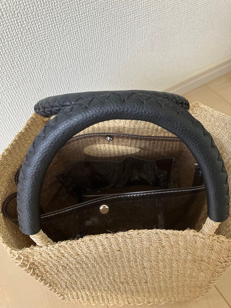 【美品】 UNITED ARROWS ポーチ付きスクエアトートバッグ　かごバッグ