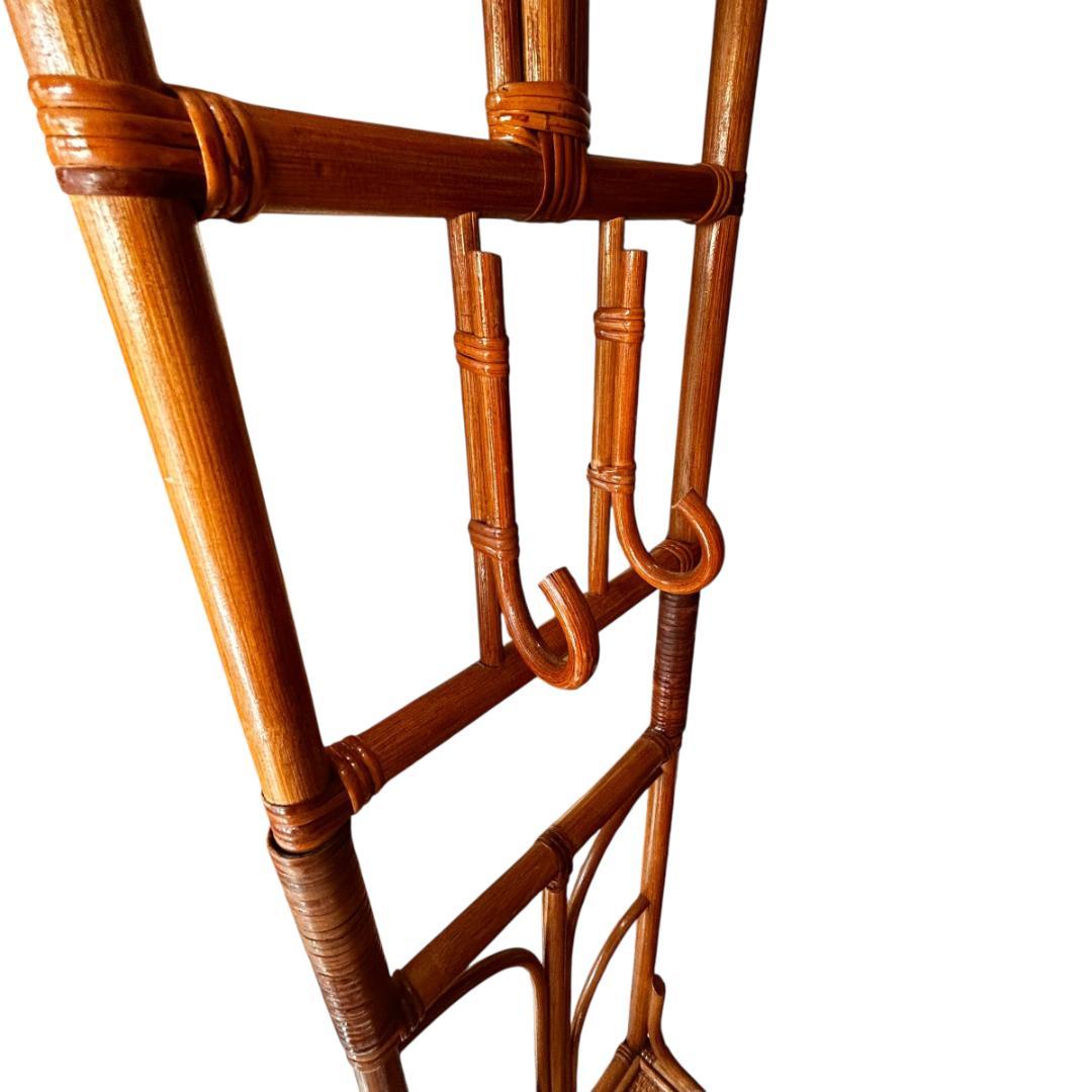 ラタン ポールハンガー キャスター付 コートハンガー 籐家具