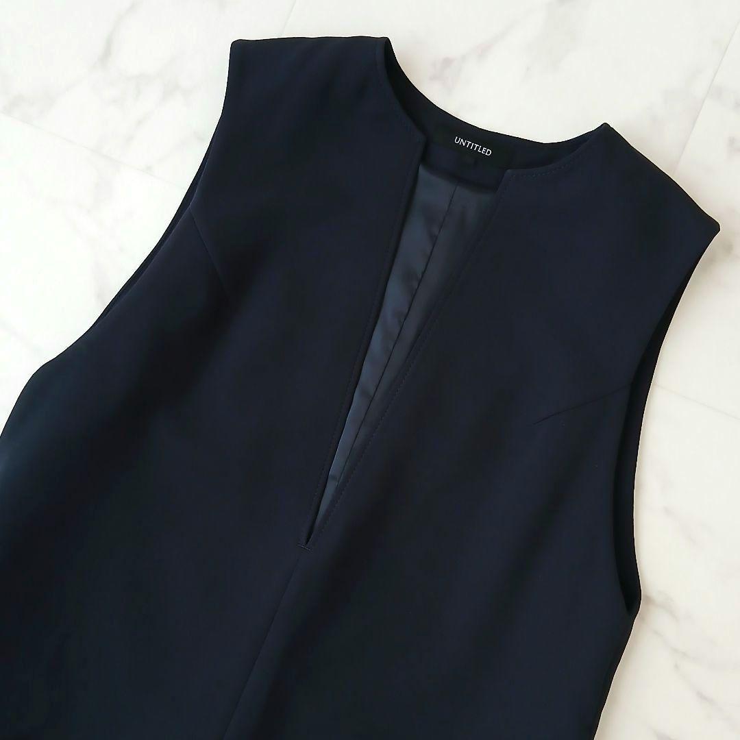 美品 アンタイトル 上質 スラッシュネック ジャンパースカート S ネイビー