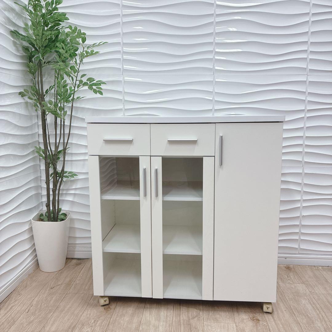 ◇大阪府 神戸市 配達料無料！◇山善◇ガラスキャビネット◇キッチンカウンター◇