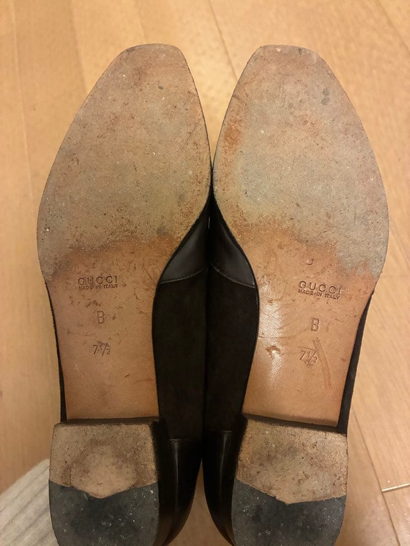 GUCCI フリンジ付きローファー ダークブラウン