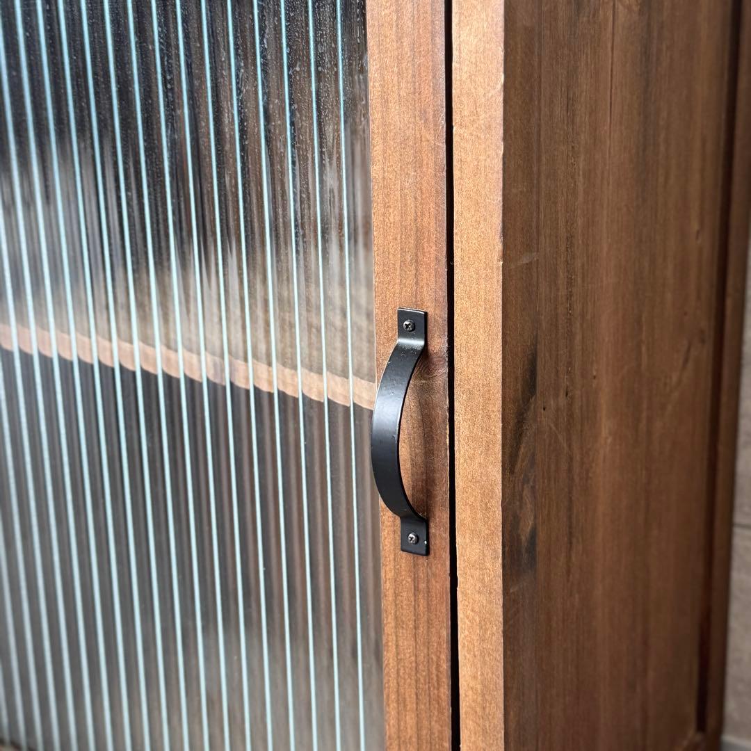 木製ヴィンテージスタイルガラスキャビネット