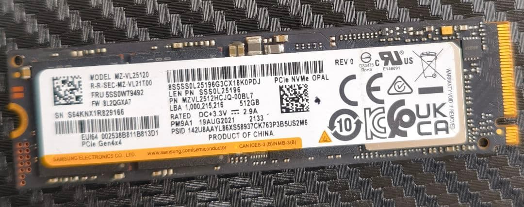 内蔵型SSD 8 Samsung MZVL2512HCJQ-00BL7 512GB SSD