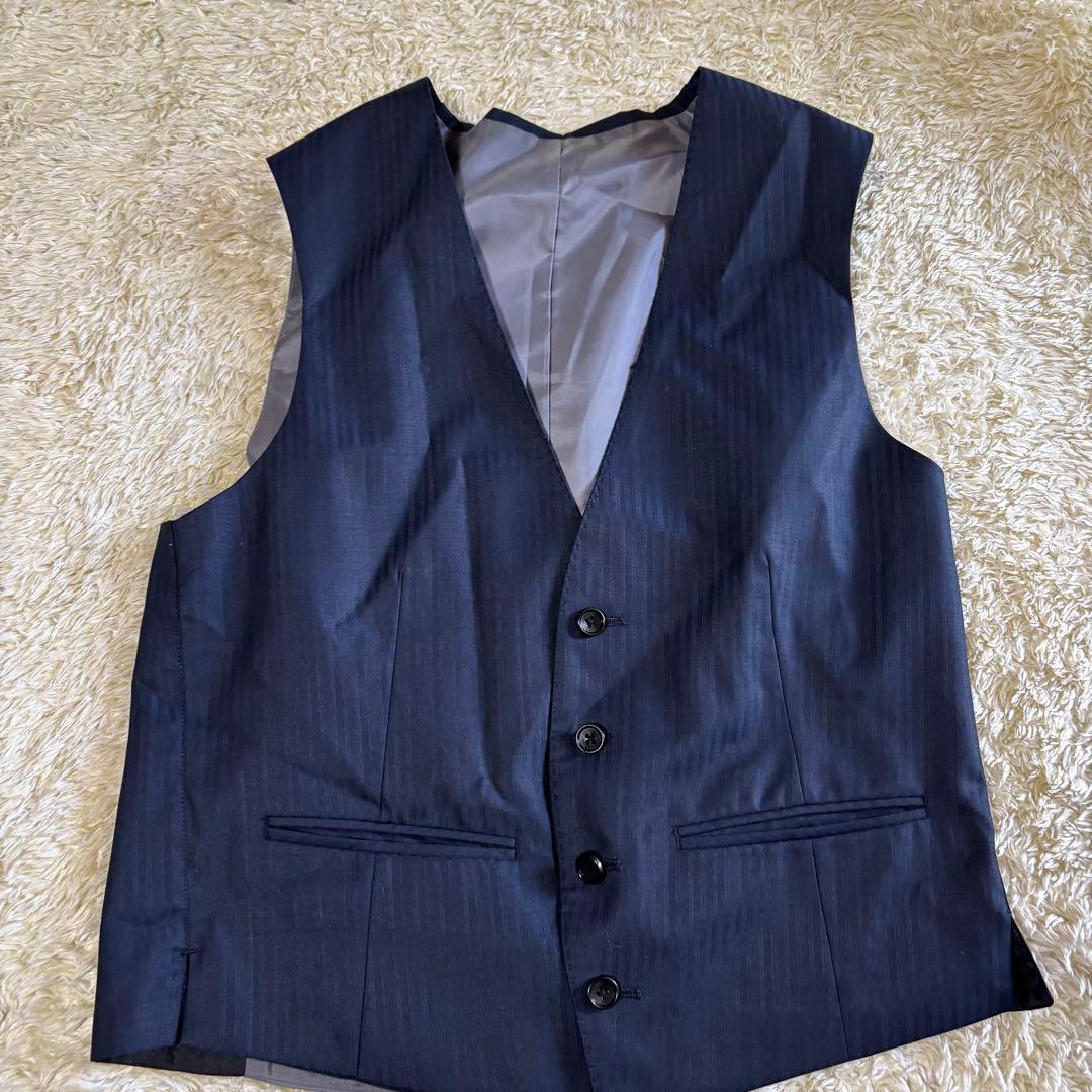 美品　タカキュー　メイルアンドコー　スリーピース　スーツ　セットアップネイビー