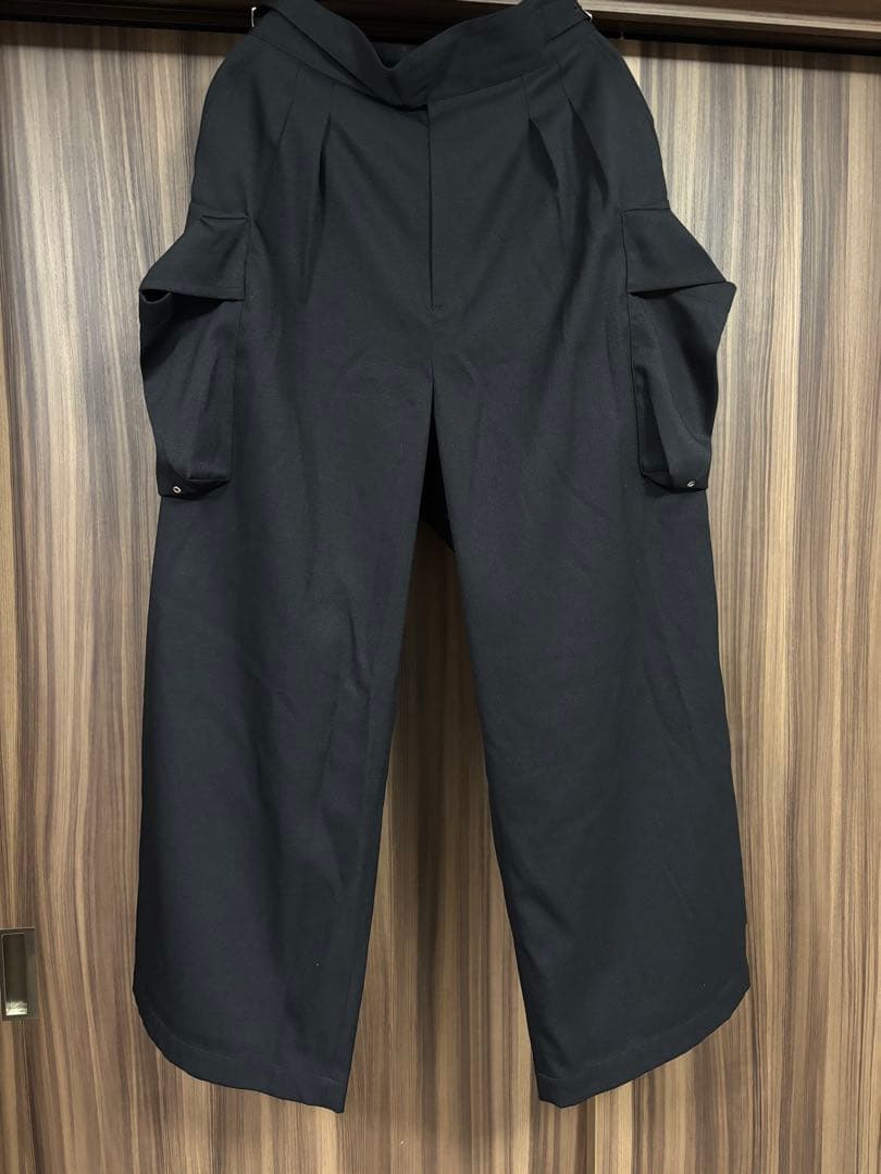 MAISON SPECIAL ロングベルトグルカツイルカーゴパンツ 黒 1サイズ