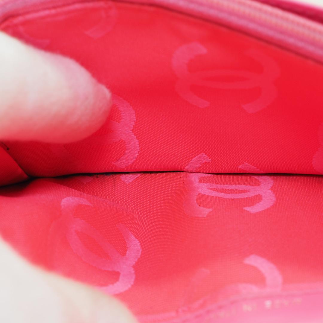 【かつ】CHANEL シャネル カンボンライン 長財布 黒×ピンク