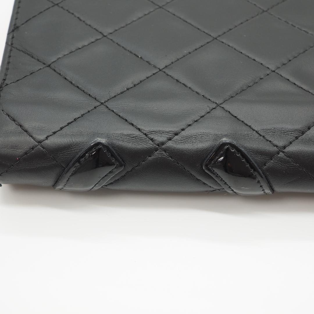 【かつ】CHANEL シャネル カンボンライン 長財布 黒×ピンク