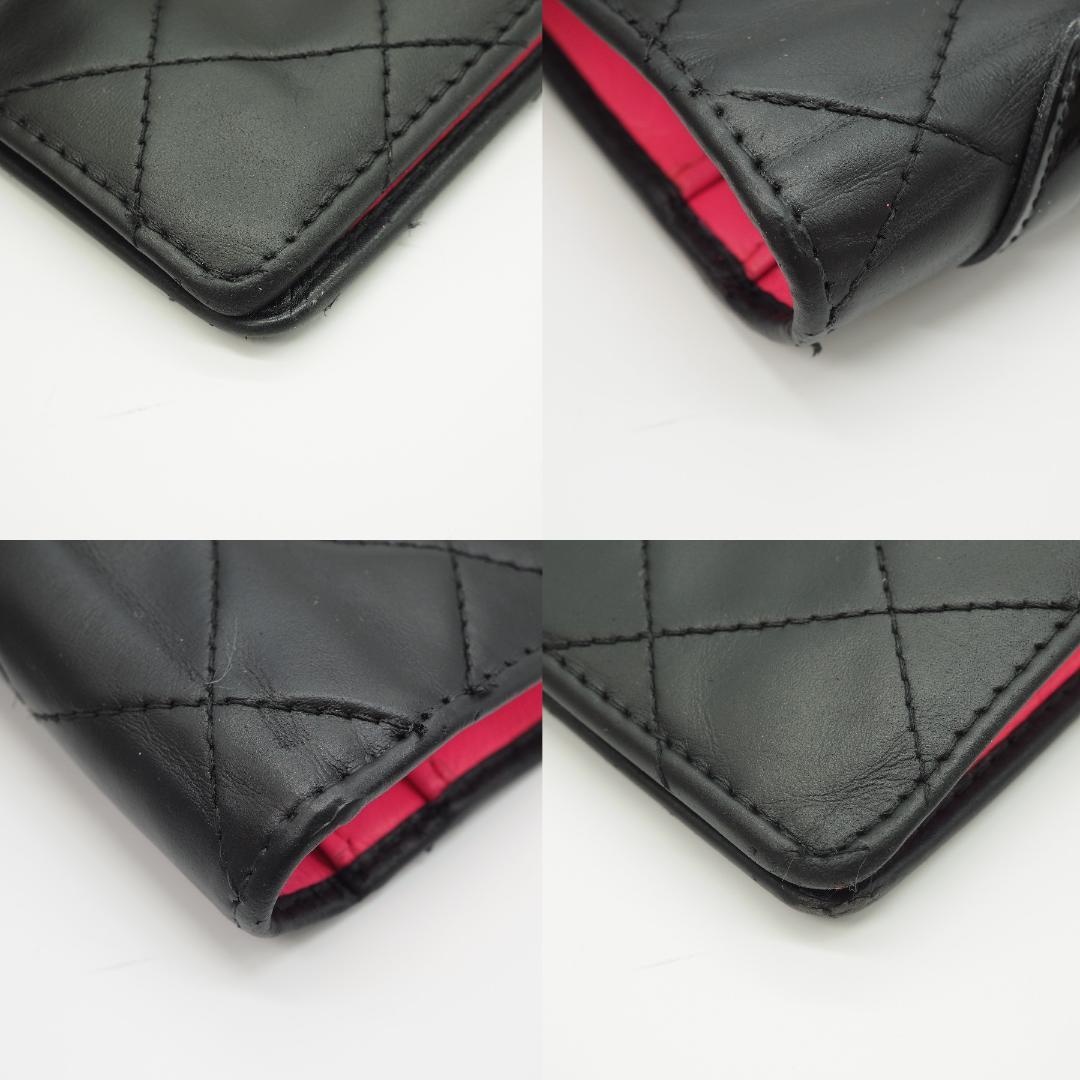 【かつ】CHANEL シャネル カンボンライン 長財布 黒×ピンク