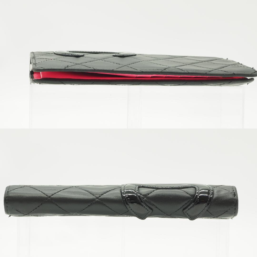 【かつ】CHANEL シャネル カンボンライン 長財布 黒×ピンク