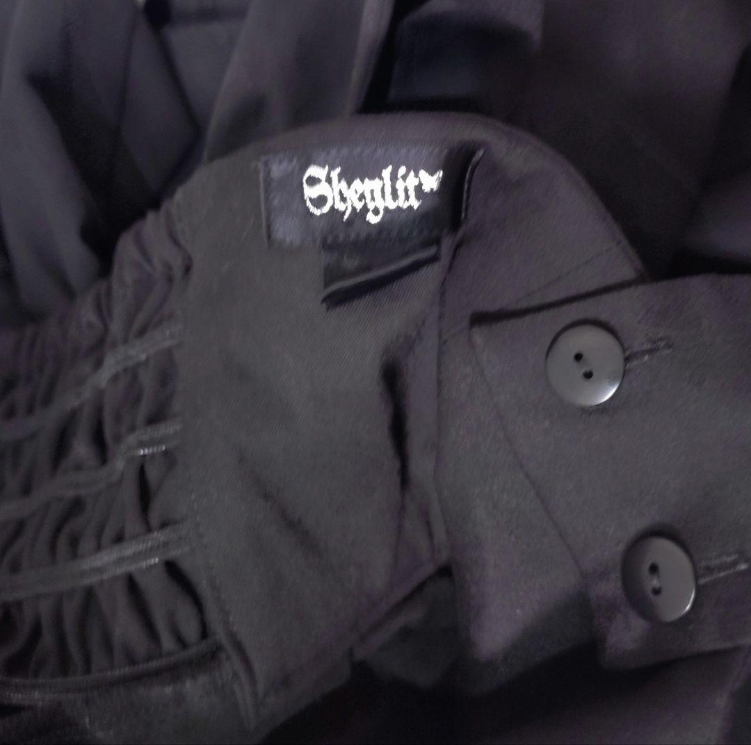 Sheglit ハイウエストタックスカート ブラック