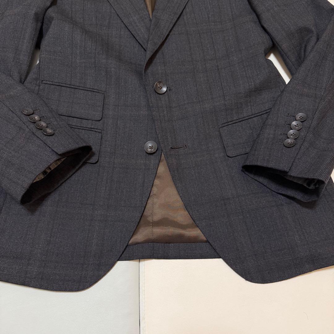 【極美品】スーツセレクト　本切羽 ブラウン ウィンドウペーン セットアップスーツ