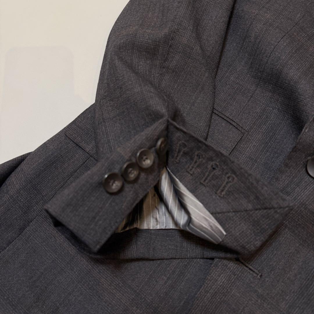 【極美品】スーツセレクト　本切羽 ブラウン ウィンドウペーン セットアップスーツ