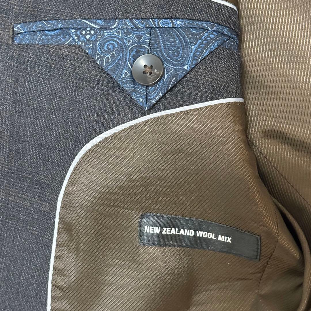 【極美品】スーツセレクト　本切羽 ブラウン ウィンドウペーン セットアップスーツ