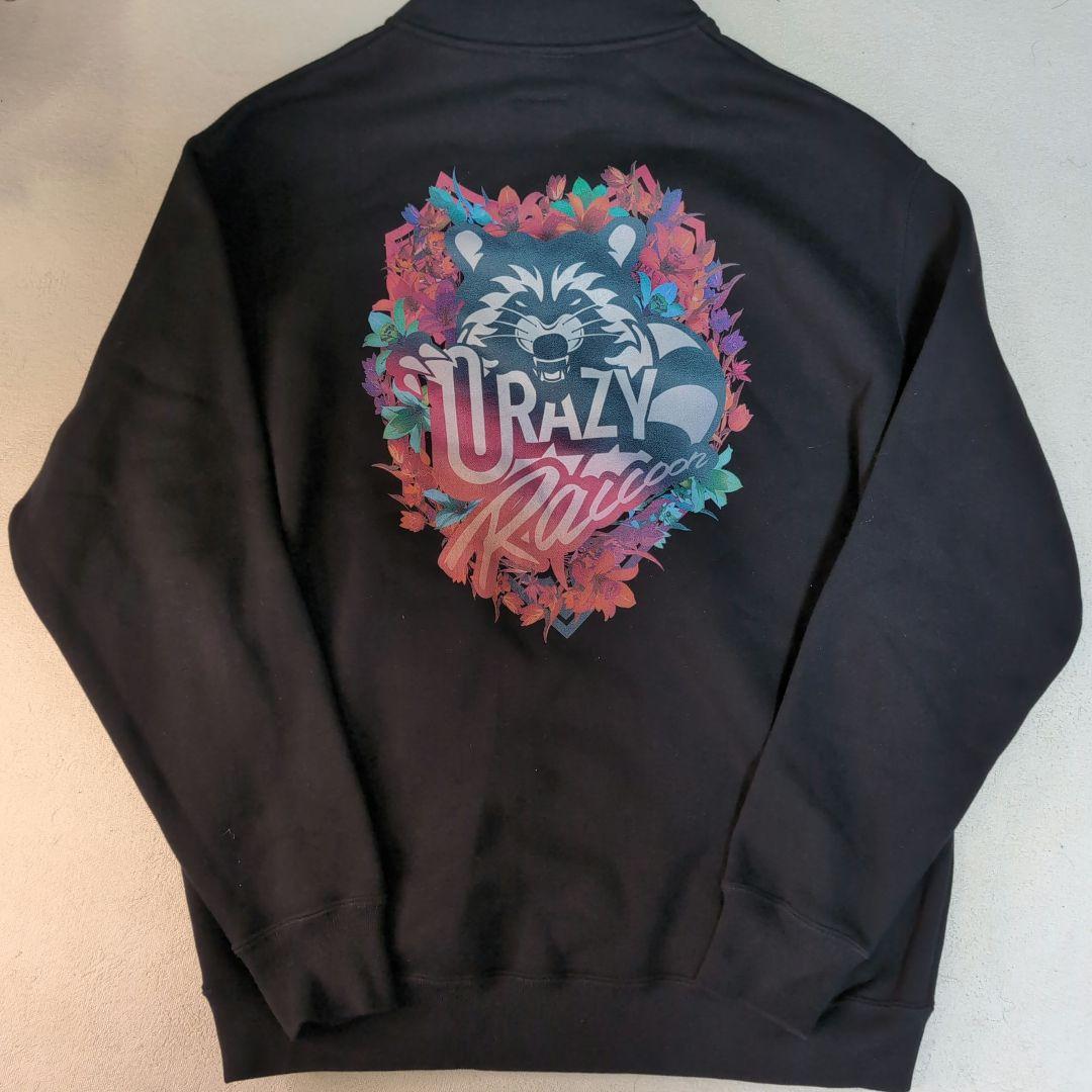 美品Crazy Raccoon オーバーサイズハーフジップスウェット Lブラック