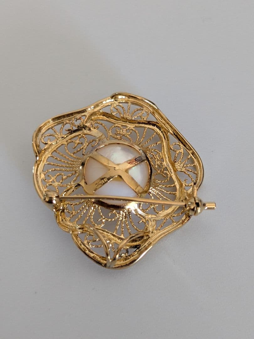 マベパール　3点　イヤリング　ネックレス　ブローチ　SILVER　ゴールド