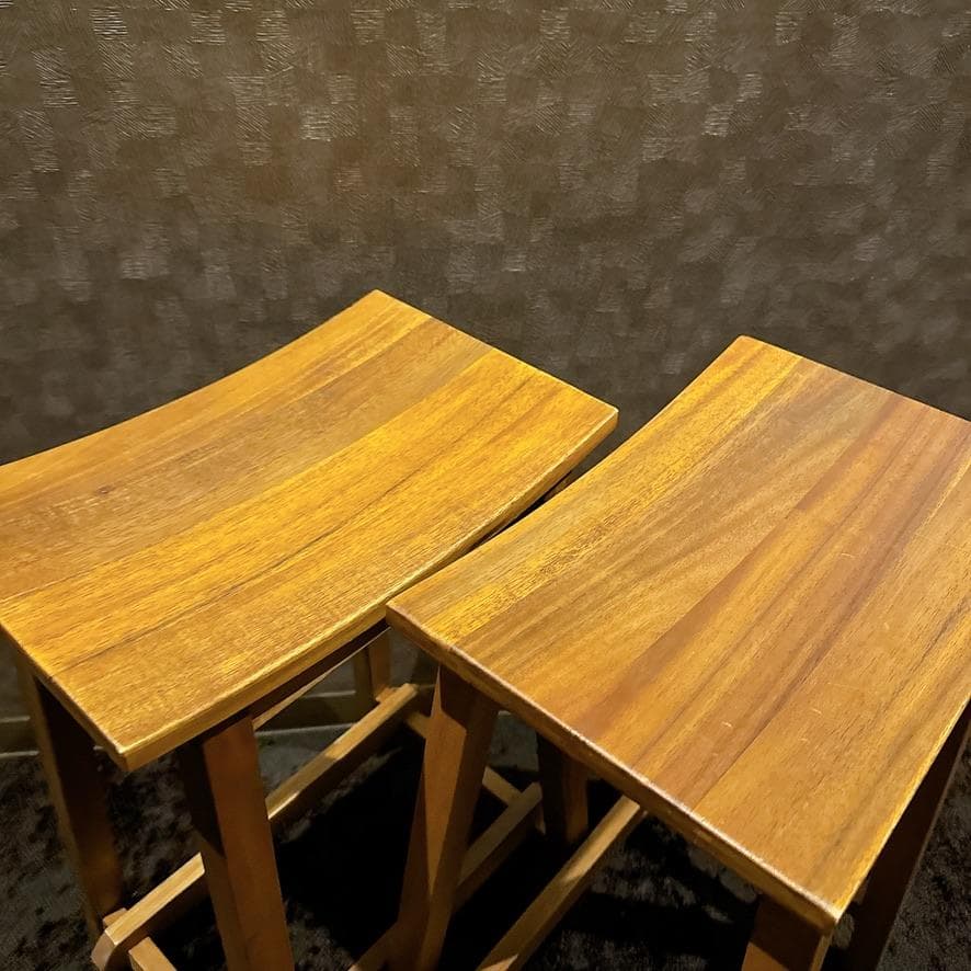 2脚セット 北欧風 天然木 カウンターチェア スツール ハイスツール ナチュラル