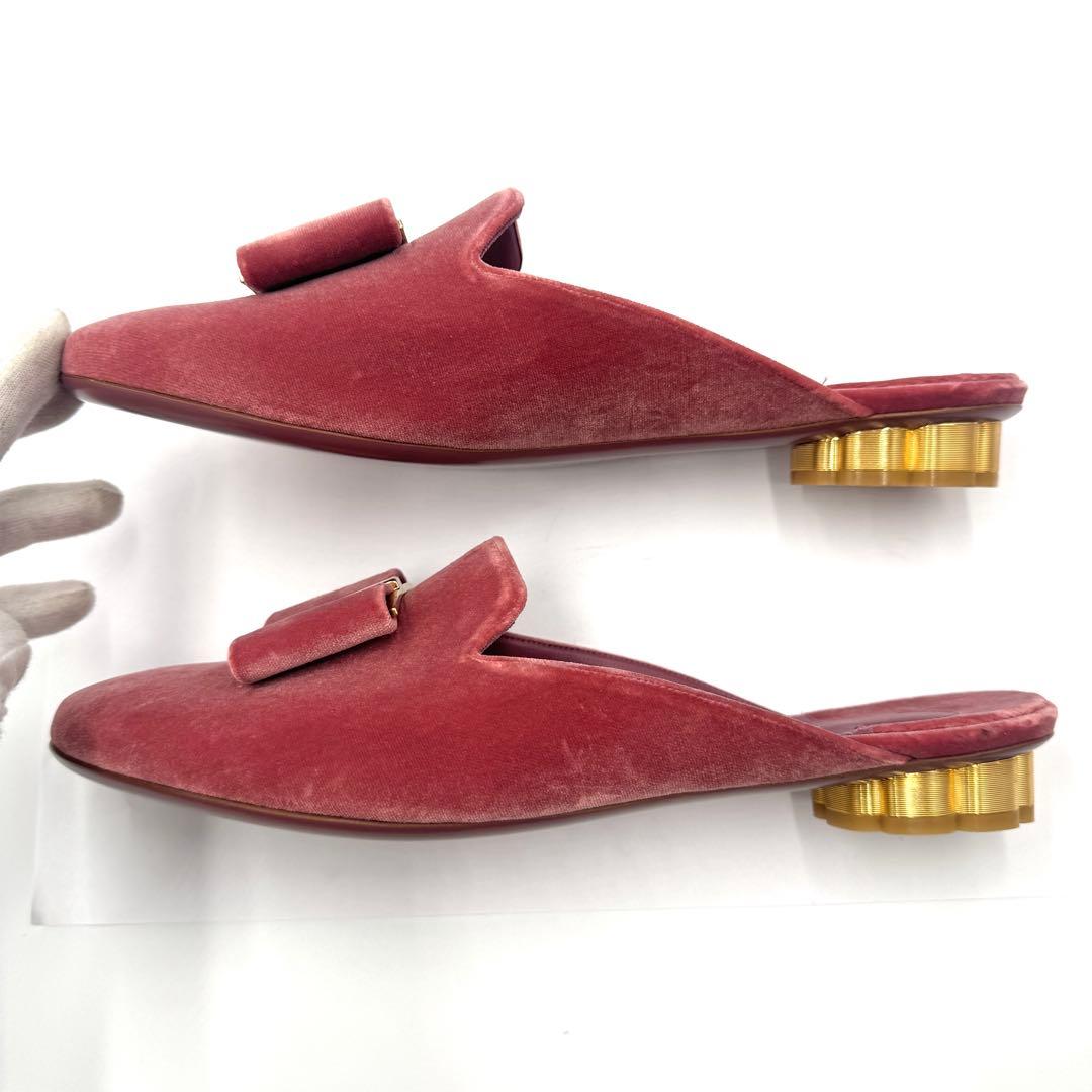 【極美品】Ferragamo ヴァラ スエード ミュール 27cm ピンク