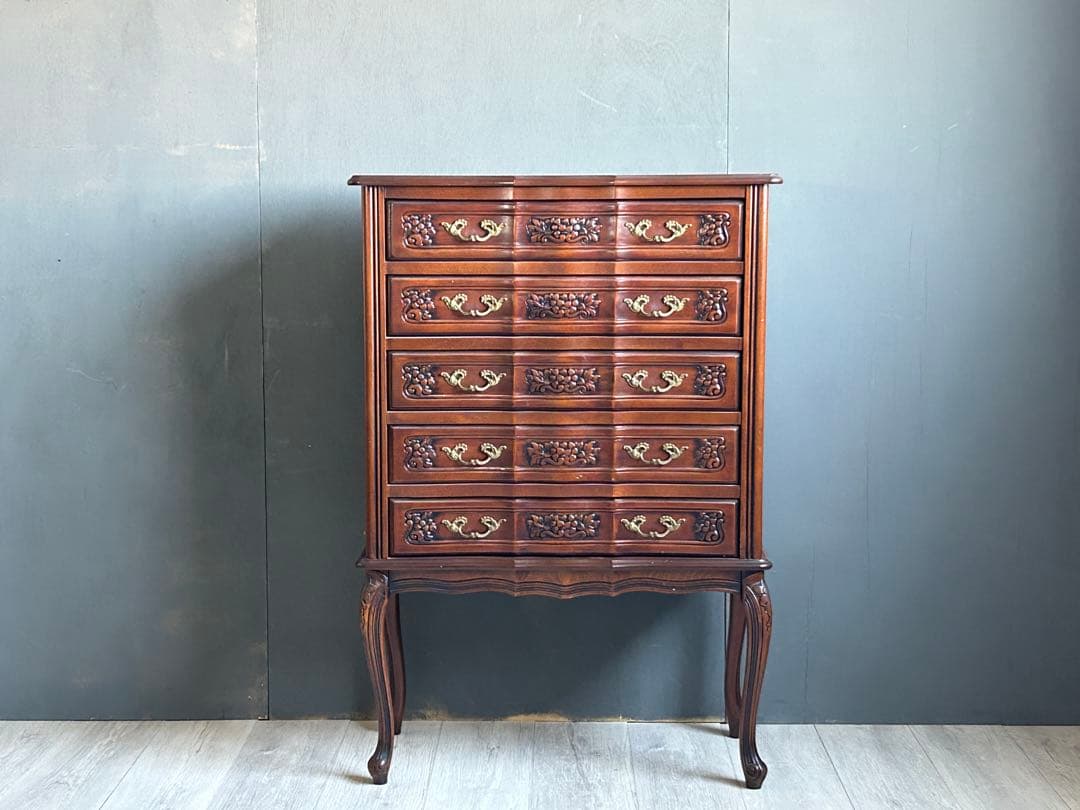 イタリア製　サイドボード　クラシック　クラシカル　5段チェスト　猫脚　HG