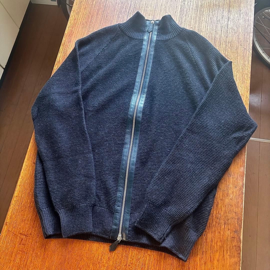 【極美品】 HERMES エルメス ニット セーター レザー アルパカ ジップ