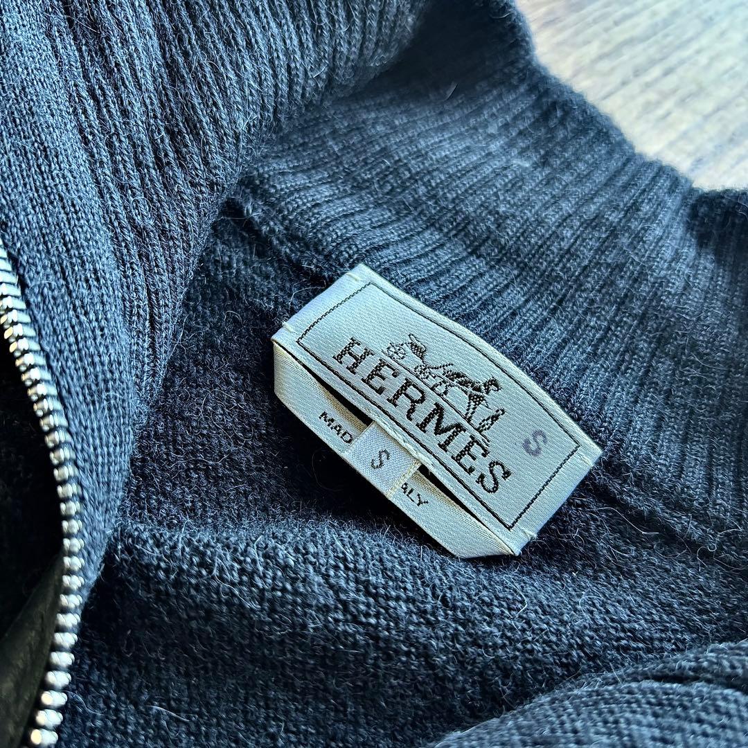 【極美品】 HERMES エルメス ニット セーター レザー アルパカ ジップ