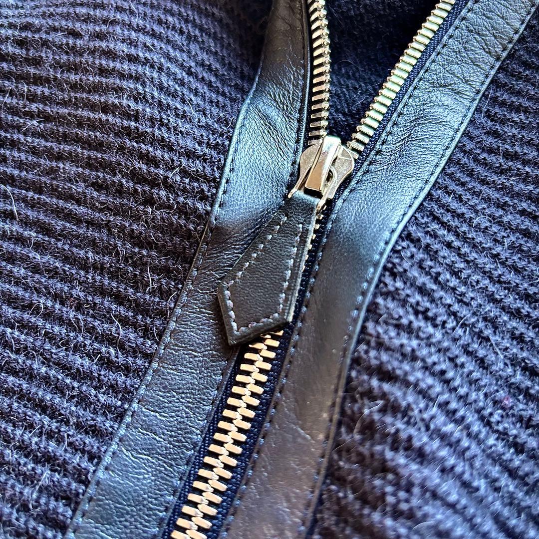 【極美品】 HERMES エルメス ニット セーター レザー アルパカ ジップ