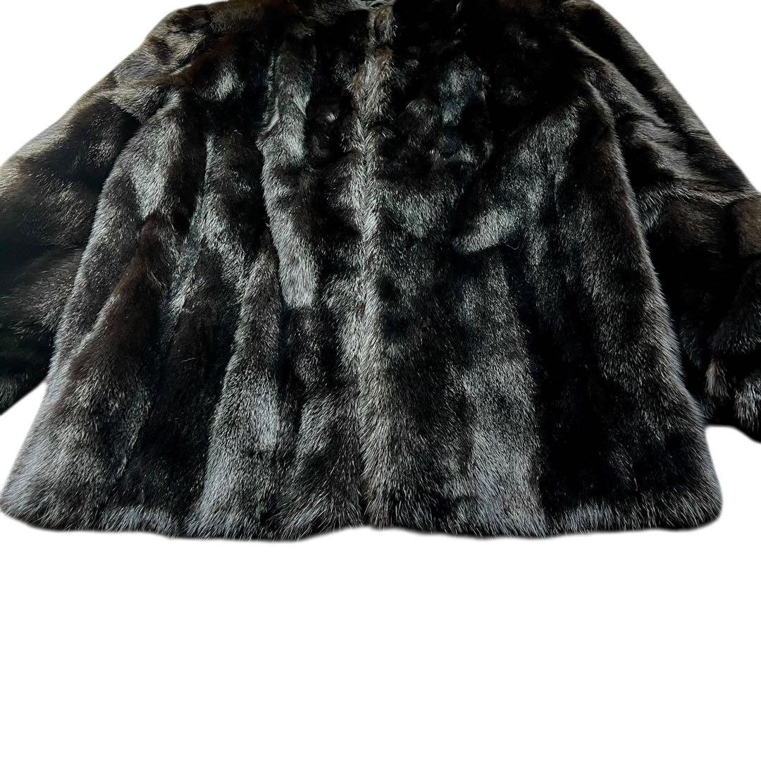 希少デザイン 袖太デザイン ブラックミンク 艶◎ なめし柔らか