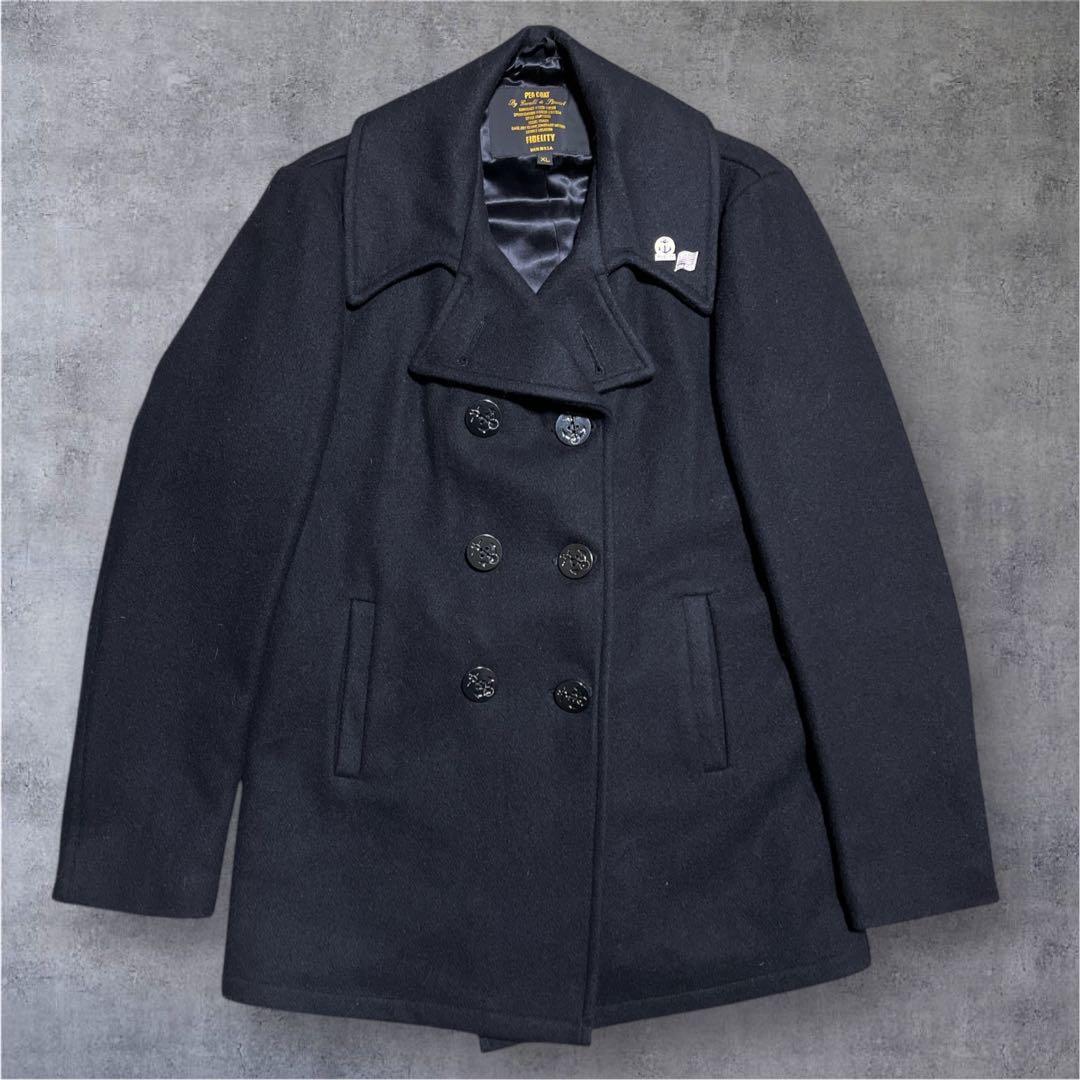 【美品】フィデリティ　Fidelity ウール　Pコート　ミリタリー　XL 黒