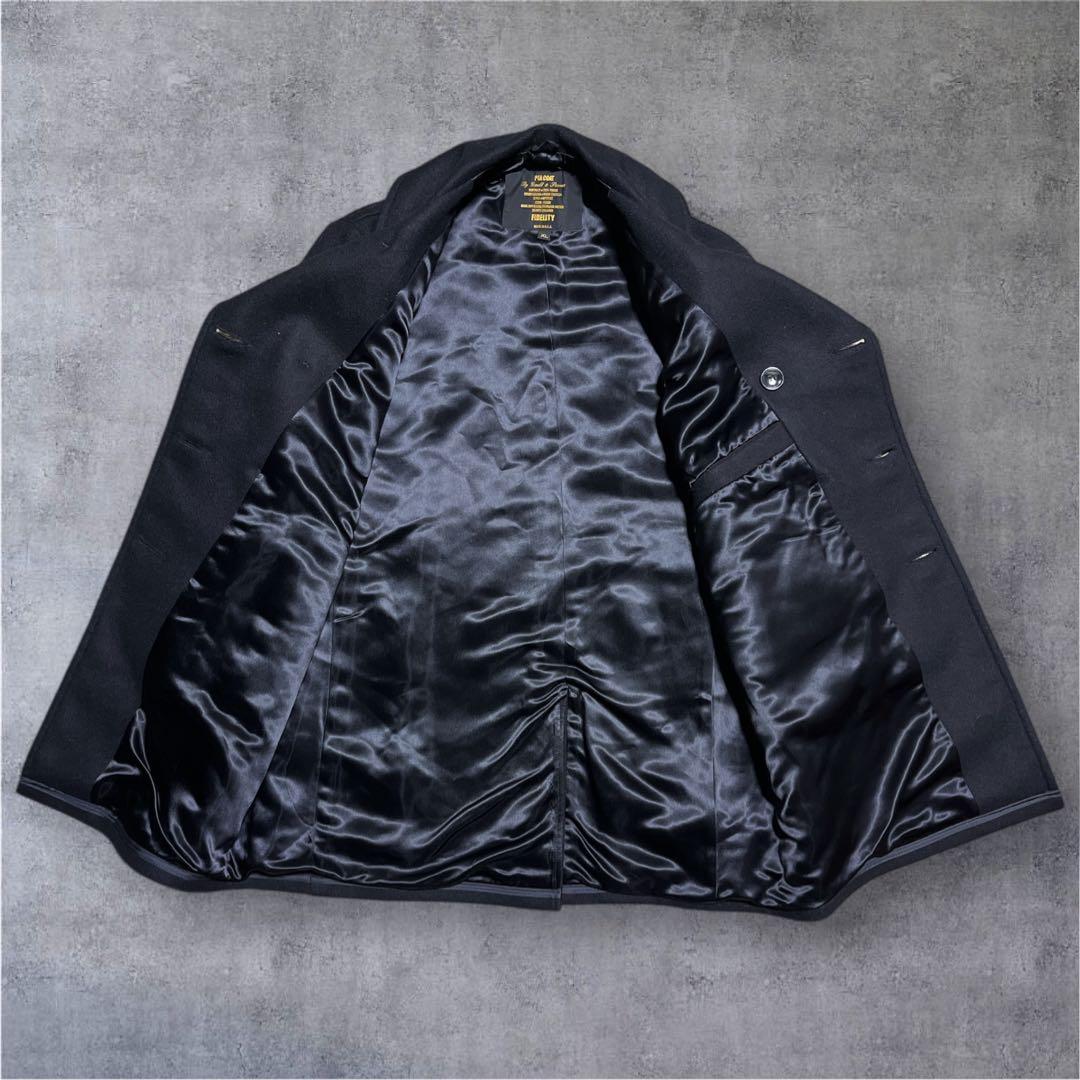 【美品】フィデリティ　Fidelity ウール　Pコート　ミリタリー　XL 黒