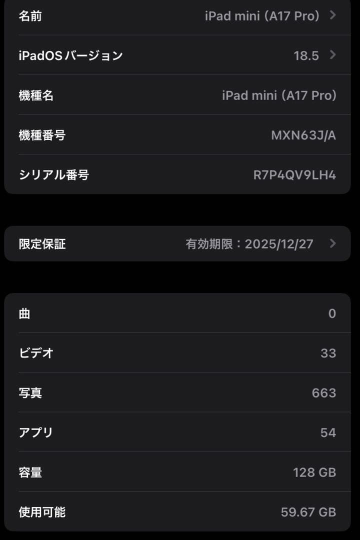【限定保証あり】Apple iPad mini A17 Pro 128GB