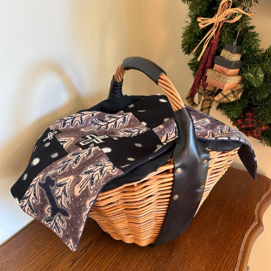 雪のある風景を楽しむバスケットカバー＊ミナペルホネンハギレ＊フリーカバー