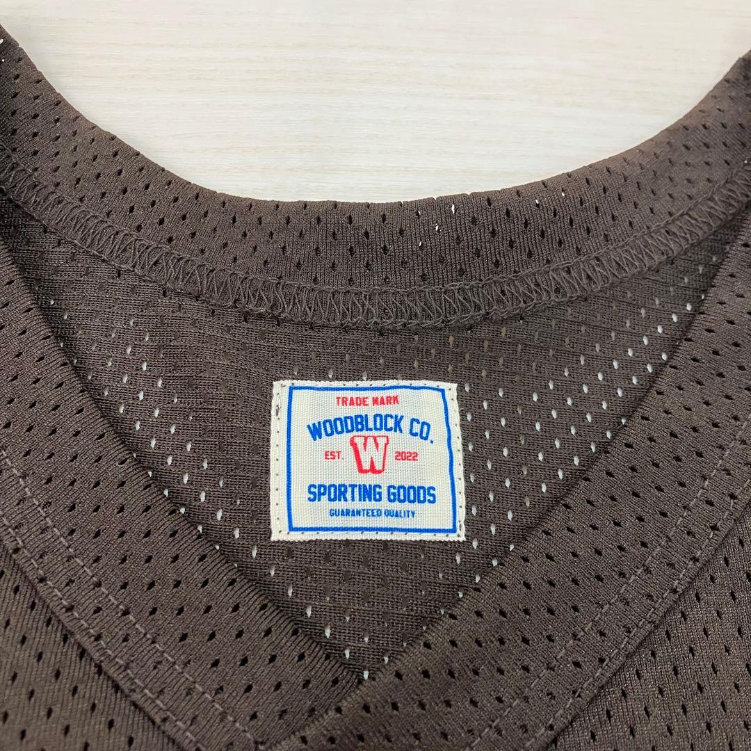 WOODBLOCK フットボール 長袖シャツ メッシュ素材 茶色 XL