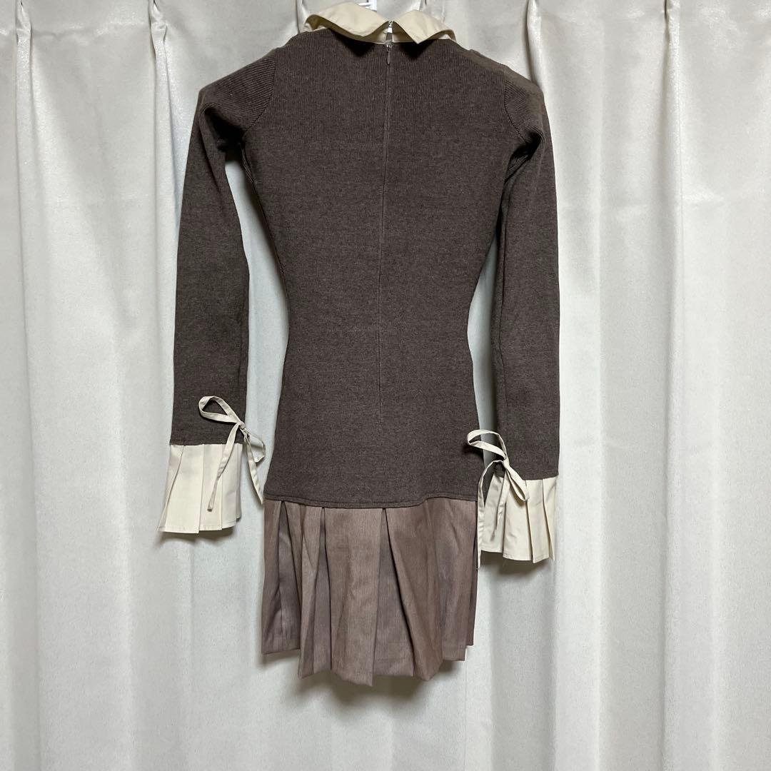 ダーリッチ シャツドッキングプリーツミニワンピース FL モカ Darich